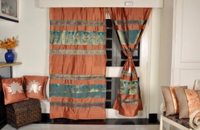 Lal Haveli 215 cm (7 ft) Silk Room Darkening Door Curtain (Pack Of 2)(Abstract, Home Décor Animal Design Living Room Designer)