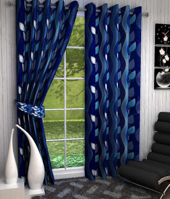 

curtainhub 274 cm (9 ft) Polyester Long Door Curtain (Pack Of 2)(Floral, Blue)