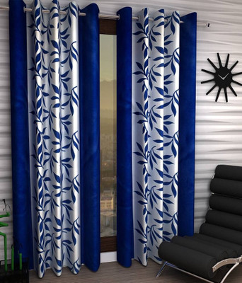 

Panipat Textile Hub 84 cm (3 ft) Polyester Window Curtain (Pack Of 2)(Floral, Navy Blue)