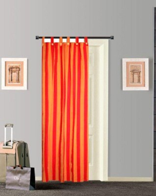 Tidy 190 cm (6 ft) Cotton Door Curtain Single Curtain(Striped, Red, Yellow)