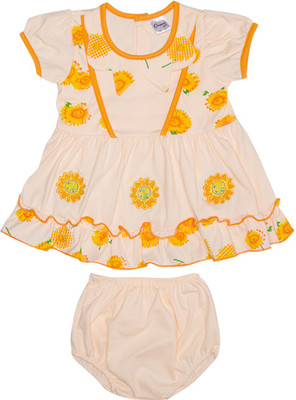 

Camey Girls Mini/Short Casual Dress(Orange, Half Sleeve