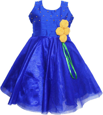 

MVD Fashion Girls Midi/Knee Length Party Dress(Blue, Sleeveless