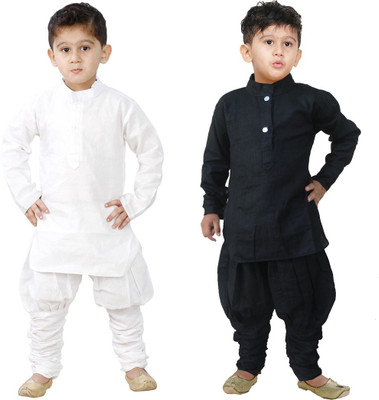 

JBN Creation Boys Festive & Party Kurta and Pyjama Set(Multicolor Pack of 2, Black and white