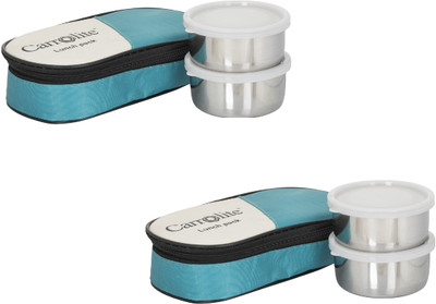 

Carrolite Combo Century Green -White 4 Containers Lunch Box(800 ml), Multicolor