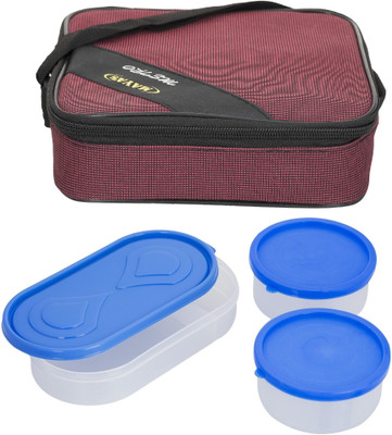

Carrolite Century Squarefit Cherry 3 Containers Lunch Box(650 ml), Multicolor