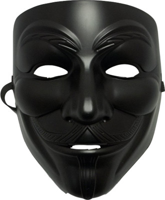 

PartyballoonsHK V for Vendetta Comic Face Anonymous Guy Fawkes (Black) Pack of 1 Party Mask(Black, Pack of 1)
