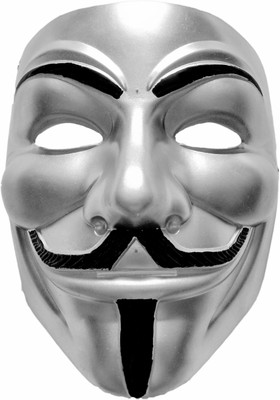 

PartyballoonsHK V for Vendetta Comic Face Anonymous Guy Fawkes (Silver) Party Mask(Silver, Black, Pack of 1)