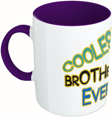 

MiiCreations Printed Two Tone Blue And White Coolest Brother Ever ! Ceramic Mug(325 ml), Multicolor