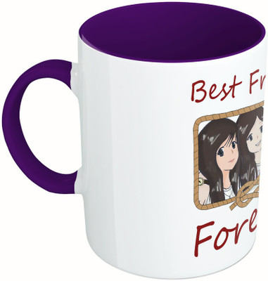 

MiiCreations Printed Two Tone Blue And White Best Friends Forever Ceramic Mug(325 ml), Multicolor