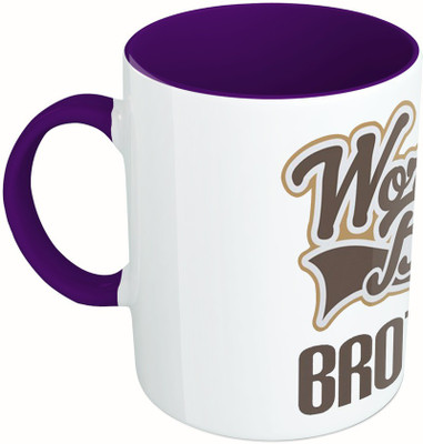 

MiiCreations Printed Two Tone Blue And White World's Best Brother Ceramic Mug(325 ml), Multicolor