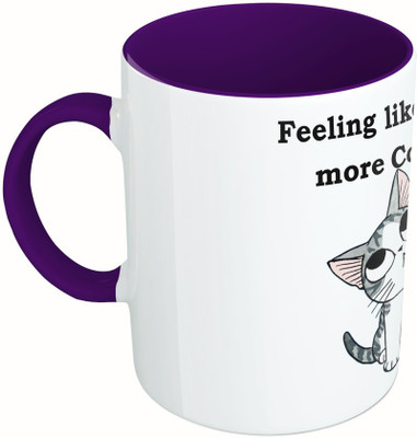 

MiiCreations Printed Two Tone Blue And White Feeling Like I Need More Coffee Ceramic Mug(325 ml), Multicolor