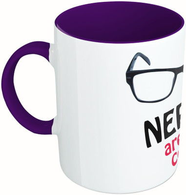 

MiiCreations Printed Two Tone Blue And White Nerds Are Just Cooler Ceramic Mug(325 ml), Multicolor