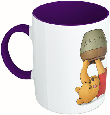 

MiiCreations Printed Two Tone Blue And White Pooh Ceramic Mug(325 ml), Multicolor
