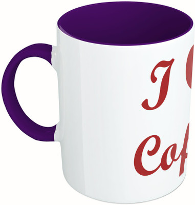 

MiiCreations Printed Two Tone Blue And White I Love Coffee Ceramic Mug(325 ml), Multicolor