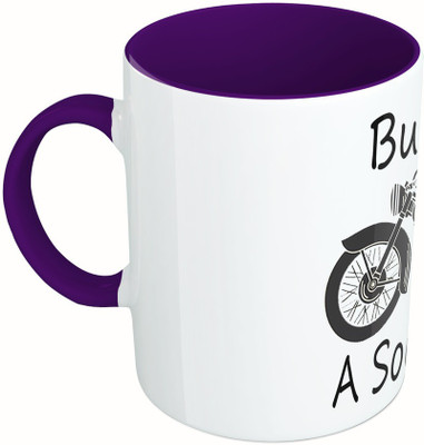

MiiCreations Printed Two Tone Blue And White Bullet A Soulmate Ceramic Mug(325 ml), Multicolor