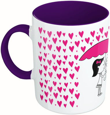 

MiiCreations Printed Two Tone Blue And White Love Ceramic Mug(325 ml), Multicolor
