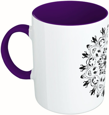 

MiiCreations Printed Two Tone Blue And White Pattern Ceramic Mug(325 ml), Multicolor