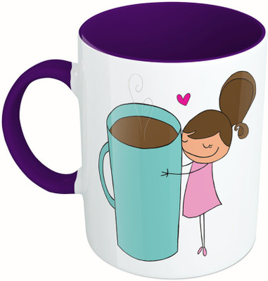 

MiiCreations Printed Two Tone Blue And White Coffee Is My Friend Ceramic Mug(325 ml), Multicolor