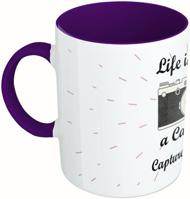 

MiiCreations Printed Two Tone Blue And White Life Is Like A Camera Capture Good Time Ceramic Mug(325 ml), Multicolor