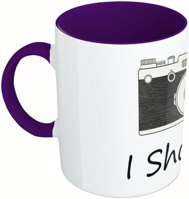 

MiiCreations Printed Two Tone Blue And White I Shoot U Ceramic Mug(325 ml), Multicolor