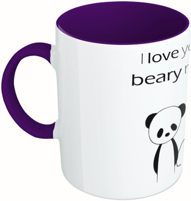 

MiiCreations Printed Two Tone Blue And White I Love You beary much Ceramic Mug(325 ml), Multicolor