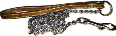 

Skora 100% genuine Leather Leash chain (PUPPY) 160 cm Dog & Cat Martingale Leash(Brown, Silver)