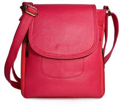 

baberwal enterprises Girls Casual Pink Leatherette Sling Bag