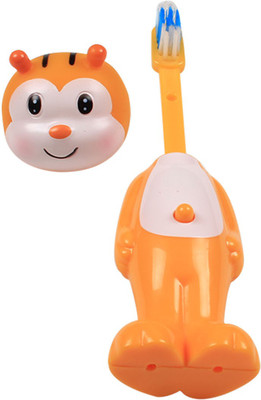 

Ole Baby The collectors edition of bounce up funny tiger headed kids push button Extra Soft Toothbrush