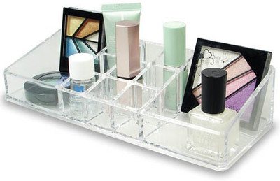 

Kaanchi House Acrylic Curved Cosmetic Organizer 11 Section for Precious Metal Storage Case Makeup, Jewellery, Multi Purpose Vanity Box(Transparent)