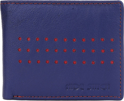 

Hide Stitch Men Blue, Red Genuine Leather Wallet(6 Card Slots)
