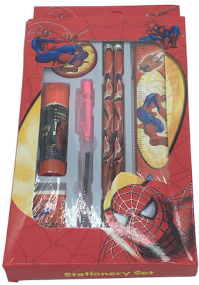 Funcart Spiderman Stationery set - pen,pencil,eraser,sharpner,glue & ruler
