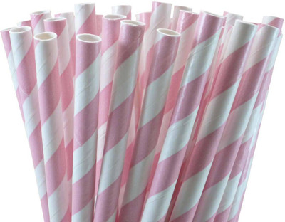 

Funcart Baby pink diagonal strips paper straws ( 25 pcs/pack)