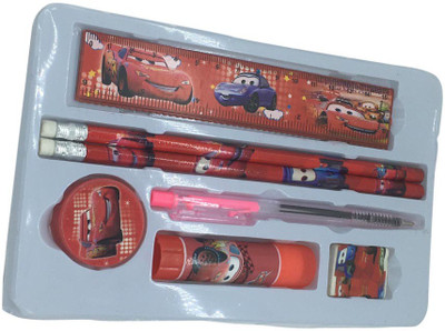 Funcart Cars Stationery set - pen,pencil,eraser,sharpner,glue & ruler