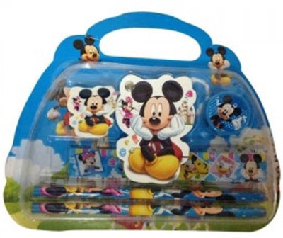 

Funcart Mickey Mouse Handle stationery set - rubber,notebook,scale,sharpner & 2 pencils.