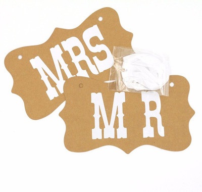 

Futaba "Mr&Mrs" Letter Wedding party Photography Props - Brown Pennant Flag(3 ft, Pack of 2)