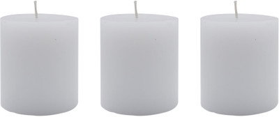 

AuraDecor Set of Three Pillar Candles Candle(White, Pack of 3)