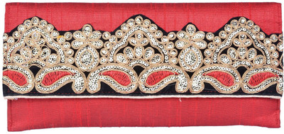 

Bagaholics Party Maroon, Red, Black, Gold Clutch, Black;gold;maroon;red