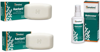 

Himalaya HAIR ZONE SOLUTION ( 60ML) WITH Aactaril medicated cleansing soap (150G)(Set of 3)
