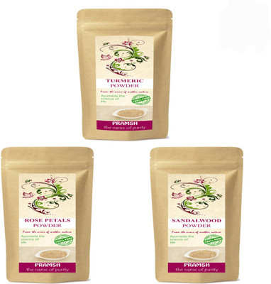 

Pramsh Premium Quality Turmeric, Rose & Red Sandalwood Powder Combo 100gm Each(300 g)