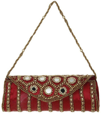 

Genpurs Hand-held Bag(Maroon, Gold), Gold;maroon