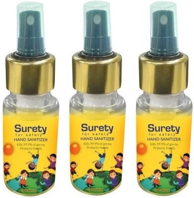 

Surety for Safety Hand Sanitizer Lemon (100ml) (Pack of 3)(300 ml, Bottle, Pack of 3)