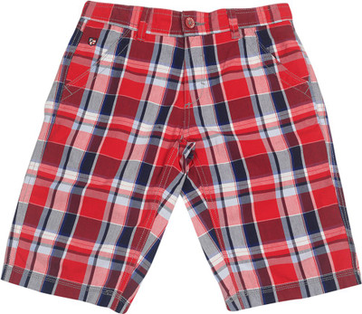 

US Polo Kids Short For Boys Casual Checkered Cotton(Red, Pack of 1, Me. red