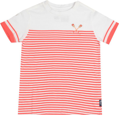 

Flying Machine Boys Striped Cotton T Shirt(Red, Pack of 1, Med red