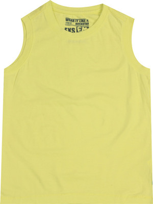 

Flying Machine Boys Solid Cotton T Shirt(Yellow, Pack of 1, Lt. yellow