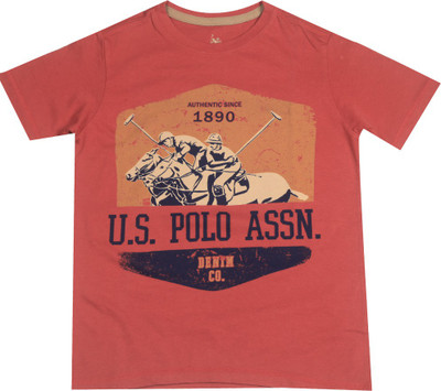 

US Polo Kids Boys Printed Cotton T Shirt(Red, Pack of 1, Me. red