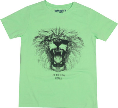 

Flying Machine Boys Printed Cotton T Shirt(Green, Pack of 1, Lt green