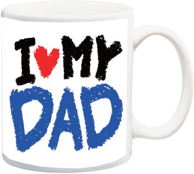 

ME&YOU Gift for father/Daddy;I Love My Dad colorful Blue And Red 3D printed Ceramic Mug(325 ml), Multicolor