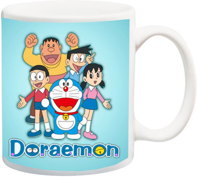 

ME&YOU Gift for Children;Doraemon All Color Blue HD Printed Ceramic Mug(325 ml), Multicolor