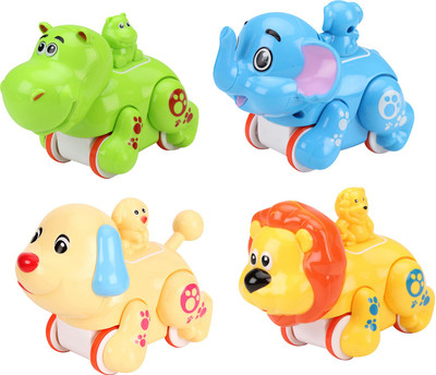 

Smiles Creation Multicolour Press and Go Running Animals Toys for Kids - Set of 4