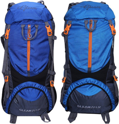 

Gleam 0109 Climate Proof Mountain Trekking / Campaign / Backpack 75 ltr Royal Blue & Sky Blue with Rain Cover set of 2 Rucksack - 75 L(Multicolor)